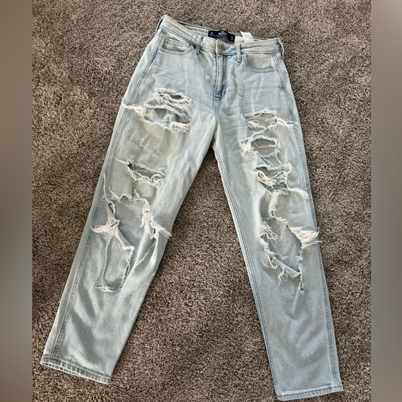 Ultra High-Rise Ripped Mom Jeans, Light Wash - Picture 1 of 3